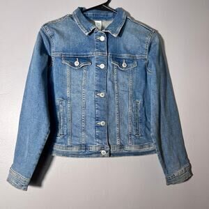 Thereabouts Girls Denim Jacket Cropped Trucker Blue Size L 14.5 16.5 Plus NWTWT